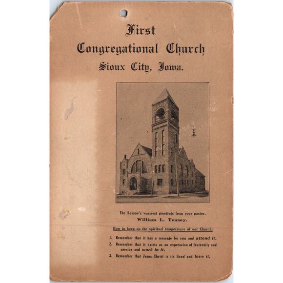 First Congregational Church Sioux City IA William L Tenney Christmas Card AD8-R3